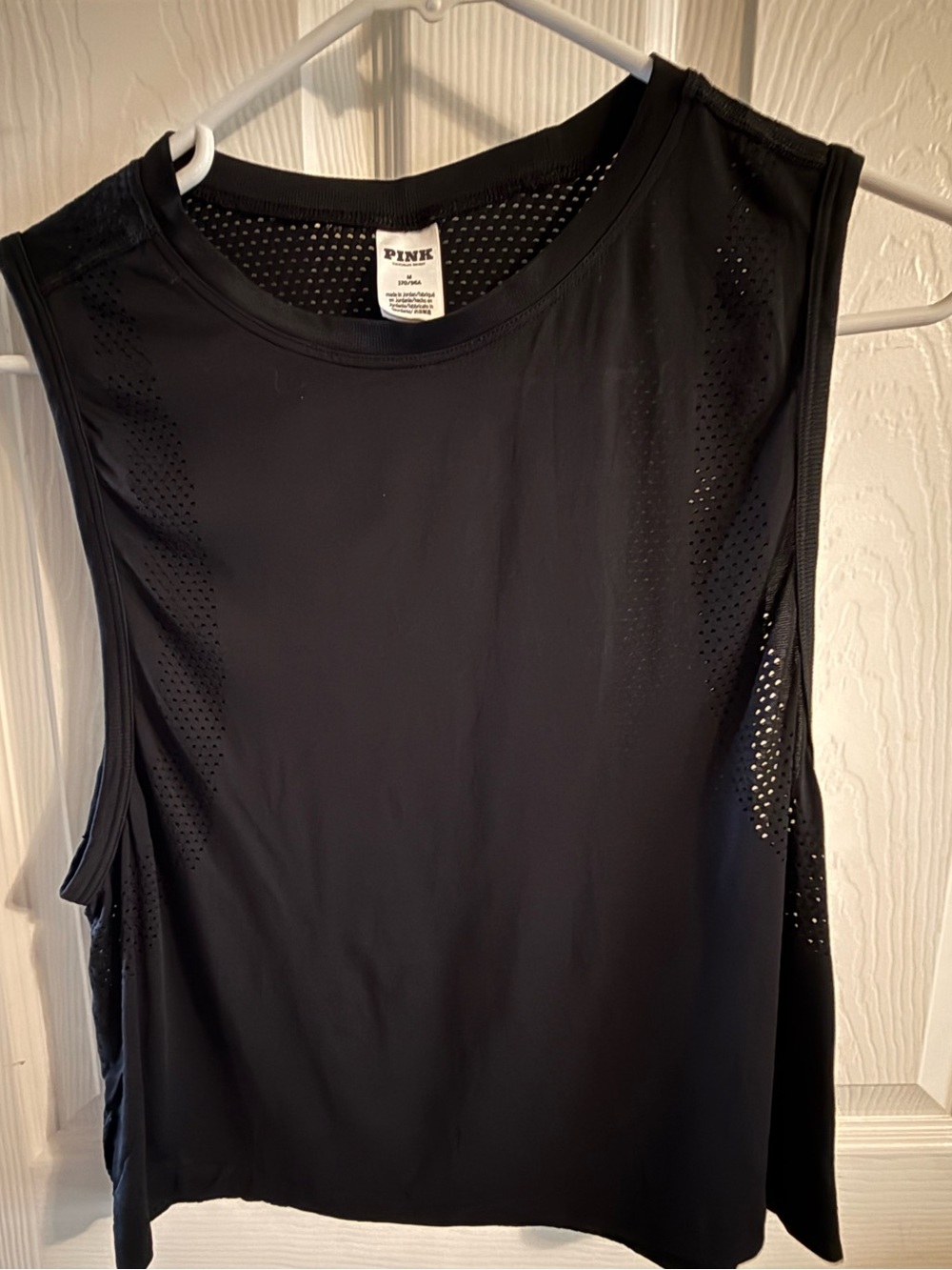 PINK Victoria’s Secret Black Mesh Sleeveless Workout Tank Top | Medium